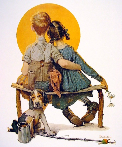 boy-and-girl-gazing-at-moon-puppy-love-norman-rockwell-1926